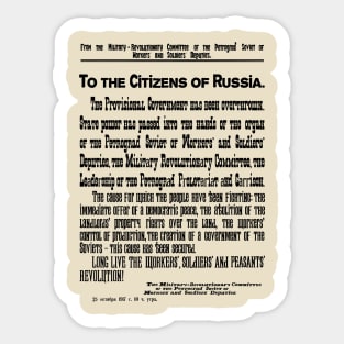 To the Citizens of Russia 1917 Sticker